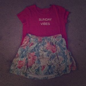 Coral green and blue mini skirt
